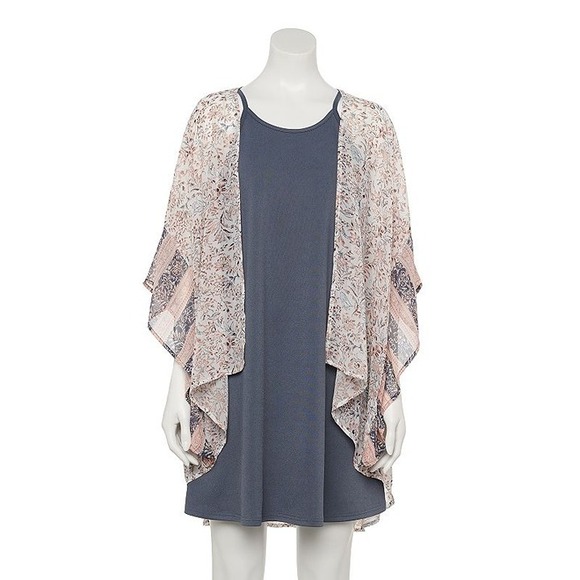 Dresses & Skirts - Juniors' WallFlower Mix Print Flyaway Topper & Dress Set, Girl's, Size: Small